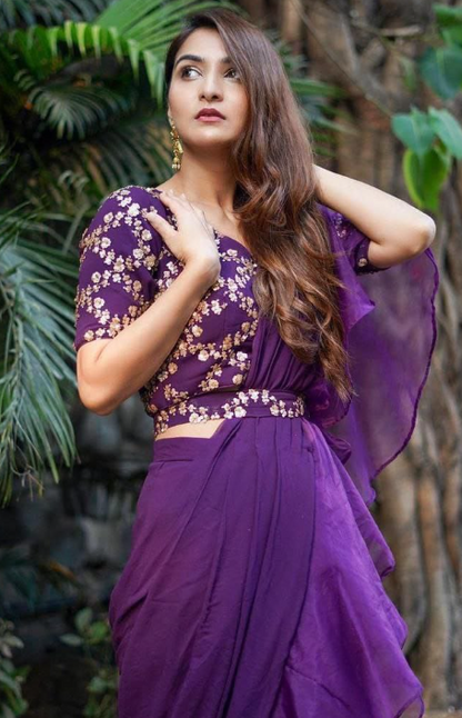 Gorgeous Ready-To-Wear Lehenga Saree With Embroidered Blouse