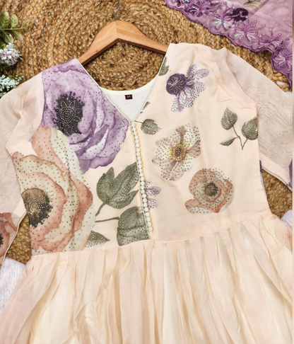 Classy Organza Salwar Kameez Suit With Digital Floral Print