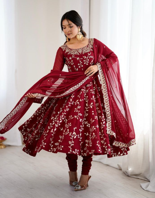 Heavy Faux Georgette With Embroidery Sequins Work