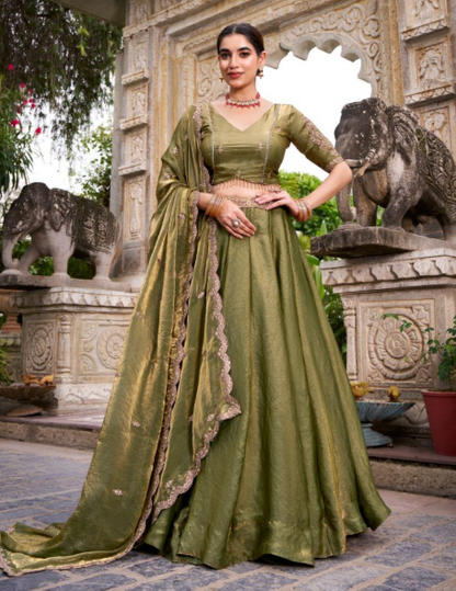Glam Fendi Lehenga With Sequins Embroidery Work