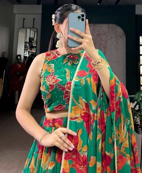 Gorgeous Marble Lehenga Choli With Floral Print