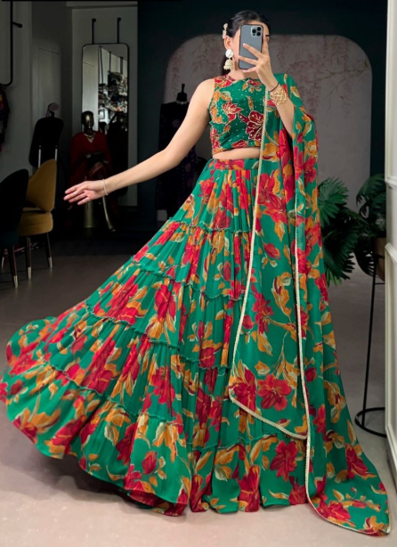 Gorgeous Marble Lehenga Choli With Floral Print
