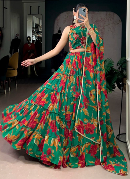 Gorgeous Marble Lehenga Choli With Floral Print