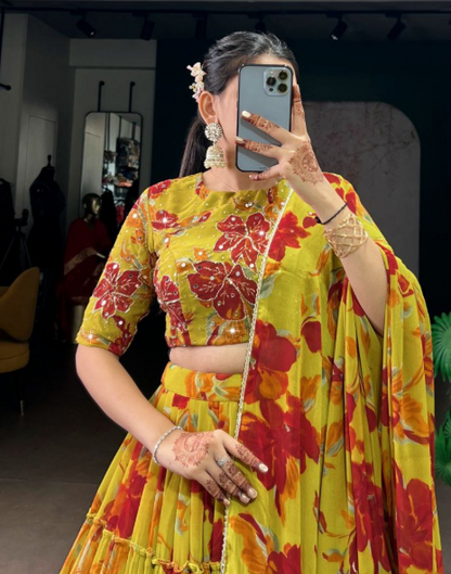 Gorgeous Marble Lehenga Choli With Floral Print