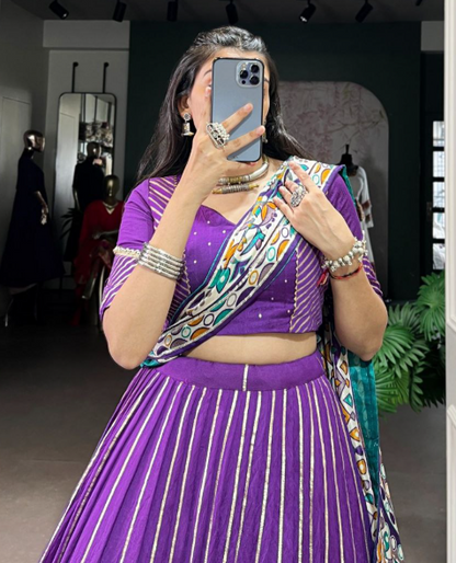 Premium Pure Chanderi Embroidered Lehenga With Silk Dupatta