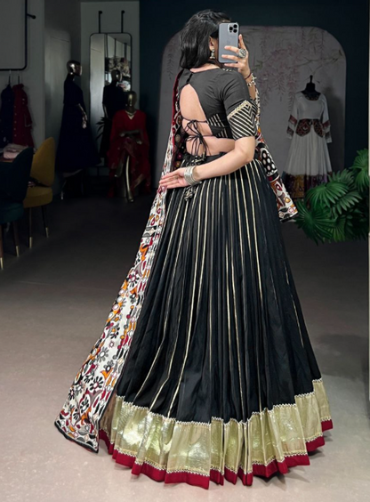 Premium Pure Chanderi Embroidered Lehenga With Silk Dupatta