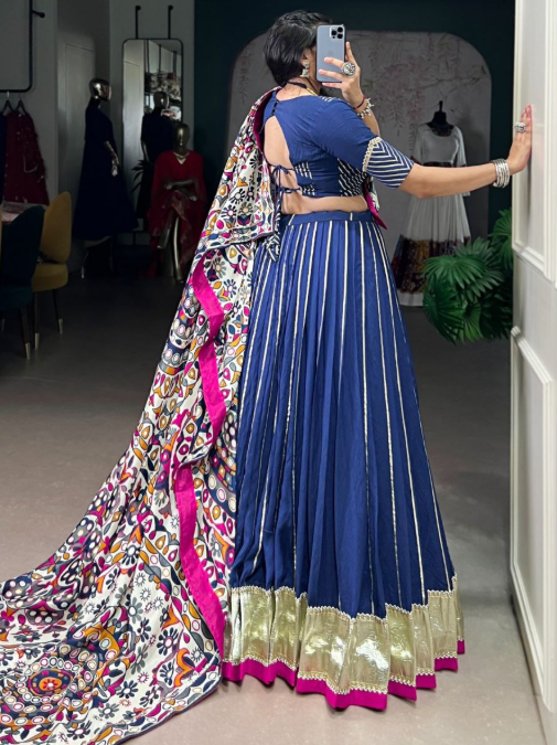 Pure Chanderi Embroidered Lehenga With Zari Weaving Work