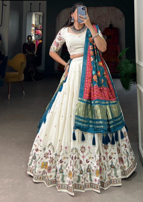 Fabulous Khadi Cotton Lehenga Choli With Sequins Work