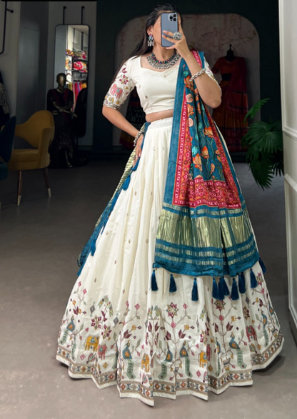Fabulous Khadi Cotton Lehenga Choli With Sequins Work