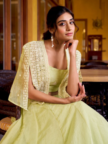 Stunning Yellow Crush Modern Lehenga Choli With Koti