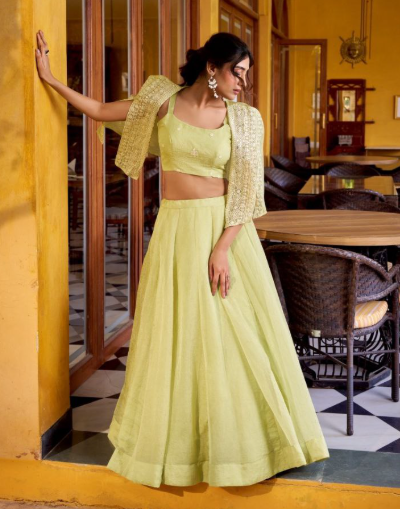 Stunning Yellow Crush Modern Lehenga Choli With Koti