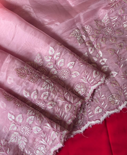 Classy Pure Chanda Silk Flower Embroidered Saree