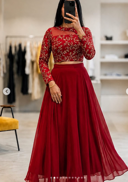 Trendy Georgette Gown With Embroidery Floral Work