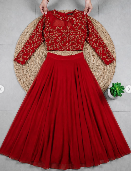 Trendy Georgette Gown With Embroidery Floral Work