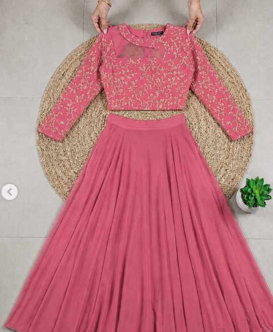 Trendy Georgette Gown With Embroidery Floral Work