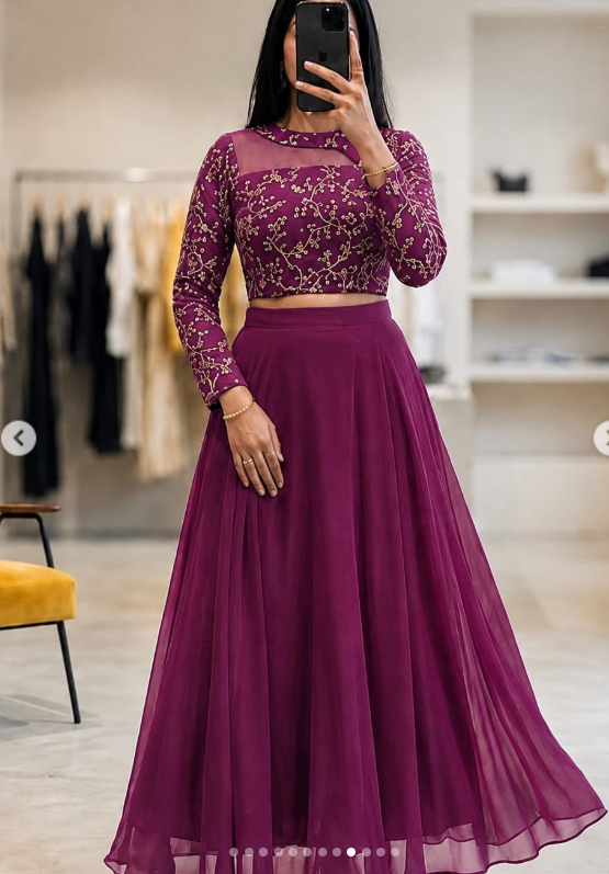 Trendy Georgette Gown With Embroidery Floral Work