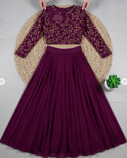 Trendy Georgette Gown With Embroidery Floral Work