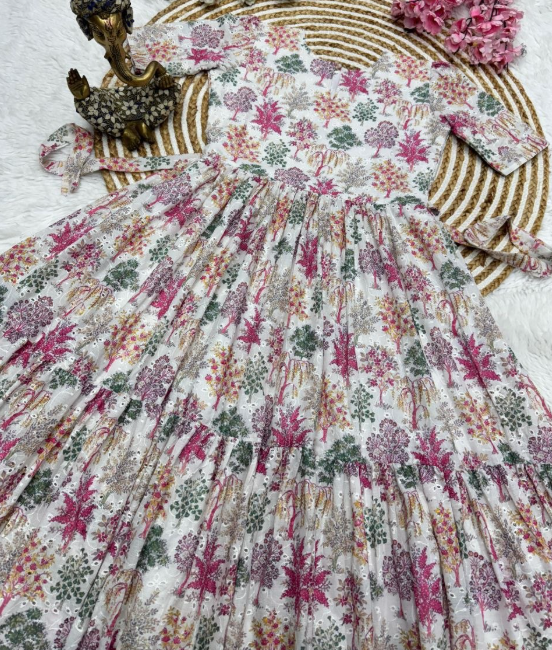 Trendy Floral Printed Cotton Maxi Dress With Full Lining