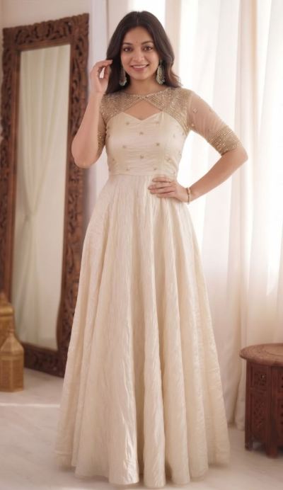 Stunning Crush 3 In 1 Gown With Sequins Embroidery Work