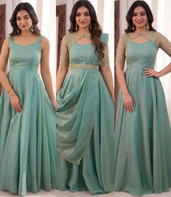 Stunning Crush 3 In 1 Gown With Sequins Embroidery Work