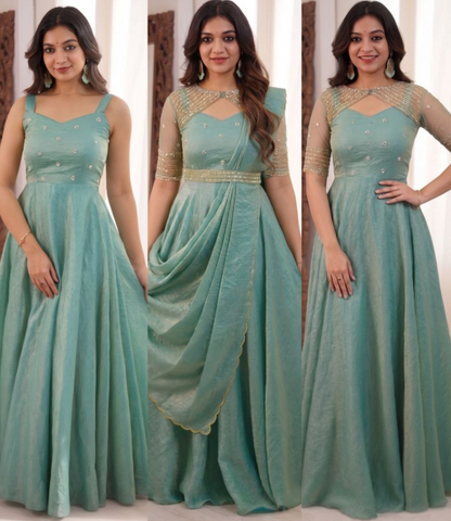 Stunning Crush 3 In 1 Gown With Sequins Embroidery Work