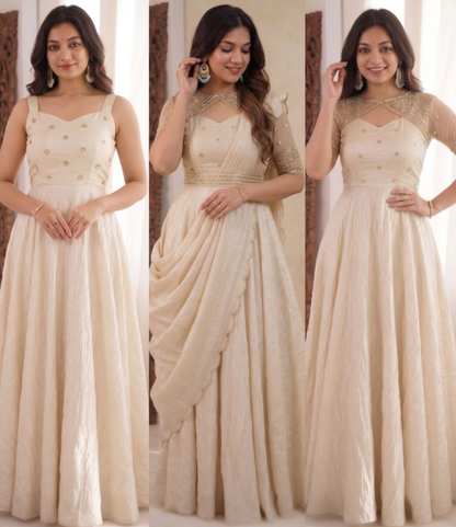 Stunning Crush 3 In 1 Gown With Sequins Embroidery Work