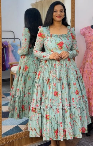 Trending Chanderi Cotton Maxi Gown With Lining