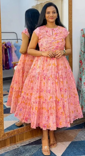 Trending Chanderi Cotton Maxi Gown With Lining
