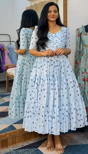 Trending Chanderi Cotton Maxi Gown With Lining