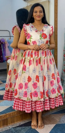 Trending Chanderi Cotton Maxi Gown With Lining
