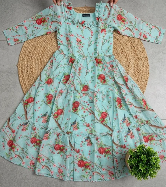 Trending Chanderi Cotton Maxi Gown With Lining