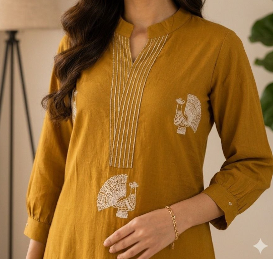 Premium Cotton kurti And Palazzo Pant With Embroidery Thread Work