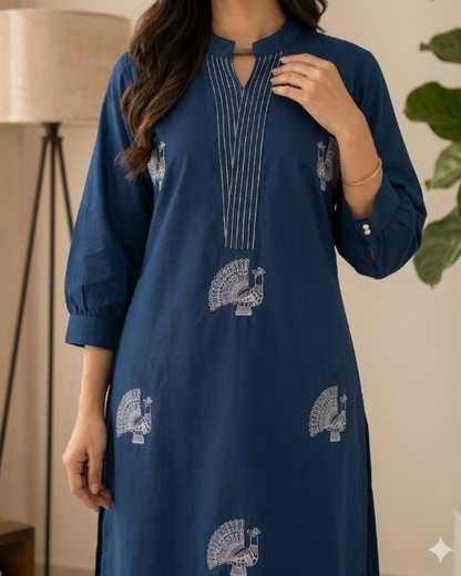 Premium Cotton kurti And Palazzo Pant With Embroidery Thread Work