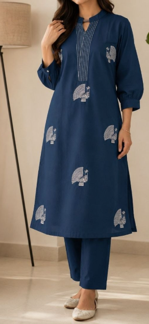 Premium Cotton kurti And Palazzo Pant With Embroidery Thread Work