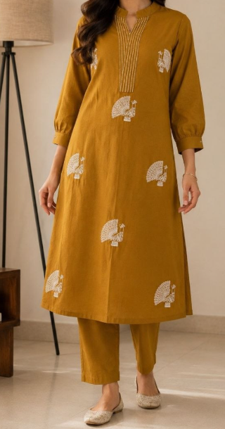 Premium Cotton kurti And Palazzo Pant With Embroidery Thread Work