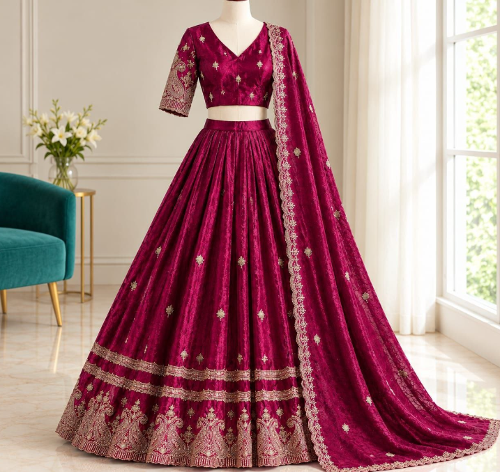 Premium Space Silk Lehenga Choli With Zari Work