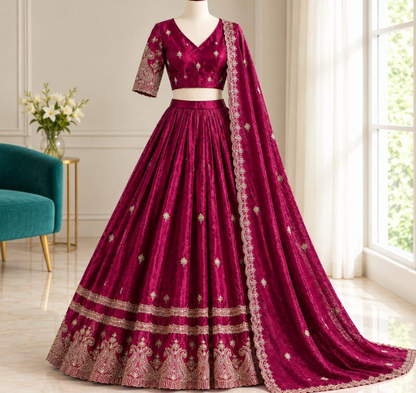 Premium Space Silk Lehenga Choli With Zari Work