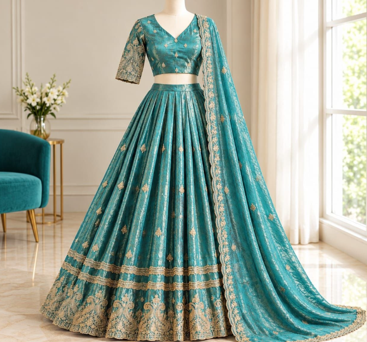 Premium Space Silk Lehenga Choli With Zari Work