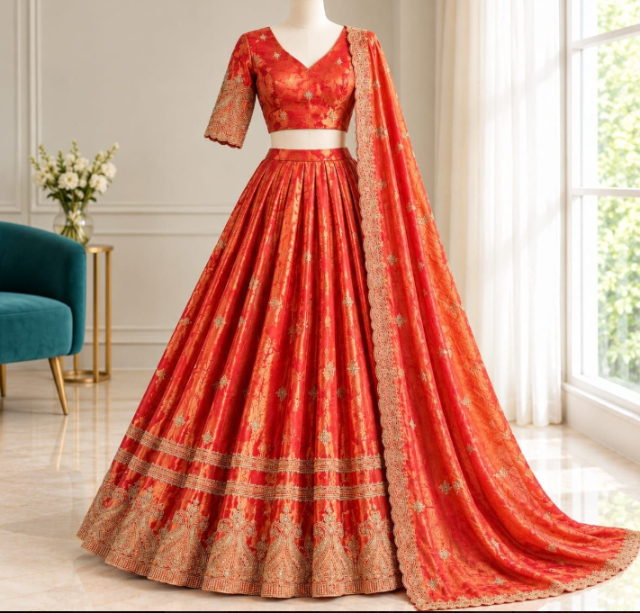 Premium Space Silk Lehenga Choli With Zari Work