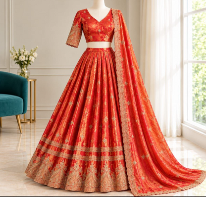 Premium Space Silk Lehenga Choli With Zari Work