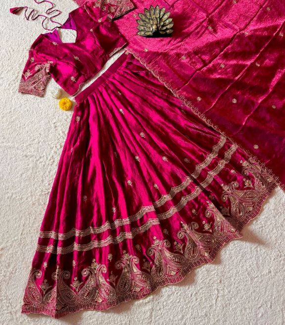 Premium Space Silk Lehenga Choli With Zari Work