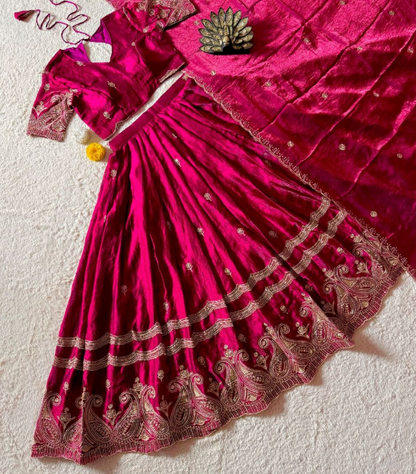Premium Space Silk Lehenga Choli With Zari Work