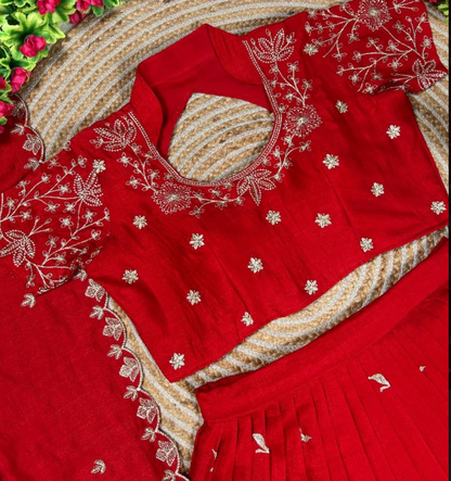 Fabulous Vichitra Silk Lehenga Choli With Golden Embroidery Work