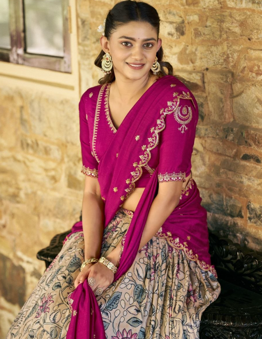 Trending Dola Silk Lehenga Choli With Kalamkari Work