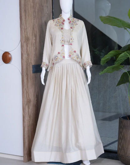 Latest Zazu Silk Designer Lehenga Along With Embroidery Jacket