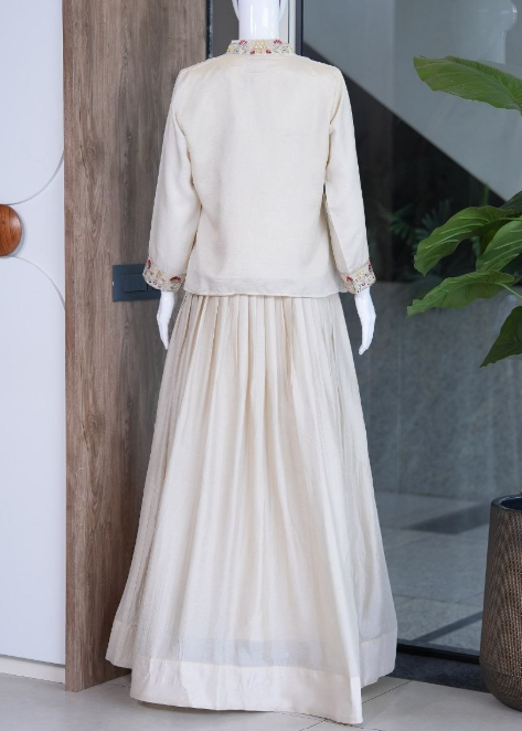 Latest Zazu Silk Designer Lehenga Along With Embroidery Jacket