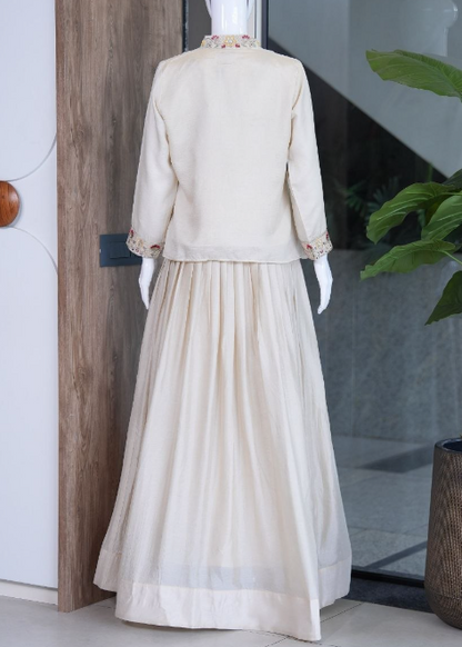 Latest Zazu Silk Designer Lehenga Along With Embroidery Jacket