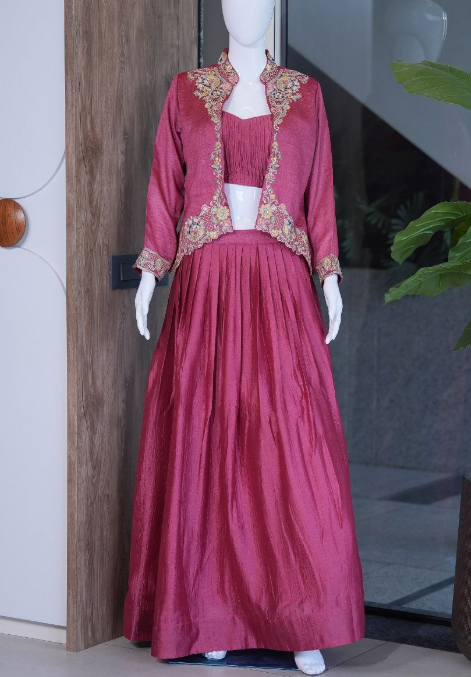 Latest Zazu Silk Designer Lehenga Along With Embroidery Jacket