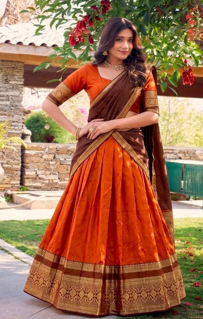 Elegant Narayan Pattu Lehenga With Royal Zari Weaving