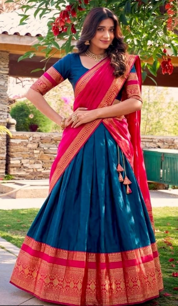 Elegant Narayan Pattu Lehenga With Royal Zari Weaving